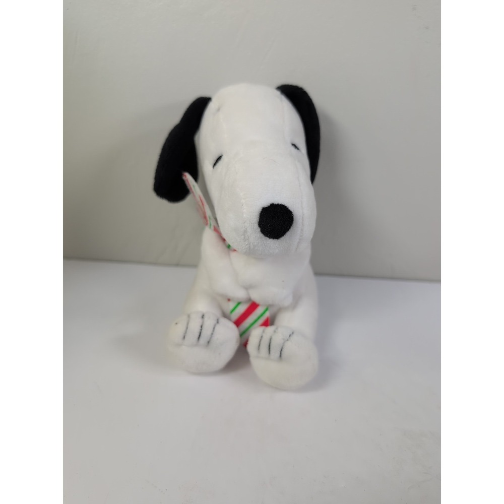 Peanuts Snoopy With Candy Cane Christmas Plush Soft Stuffed Animal 6.5"